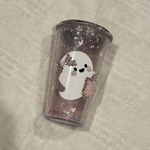 Cute Ghost Party Tumbler with Pink Accents